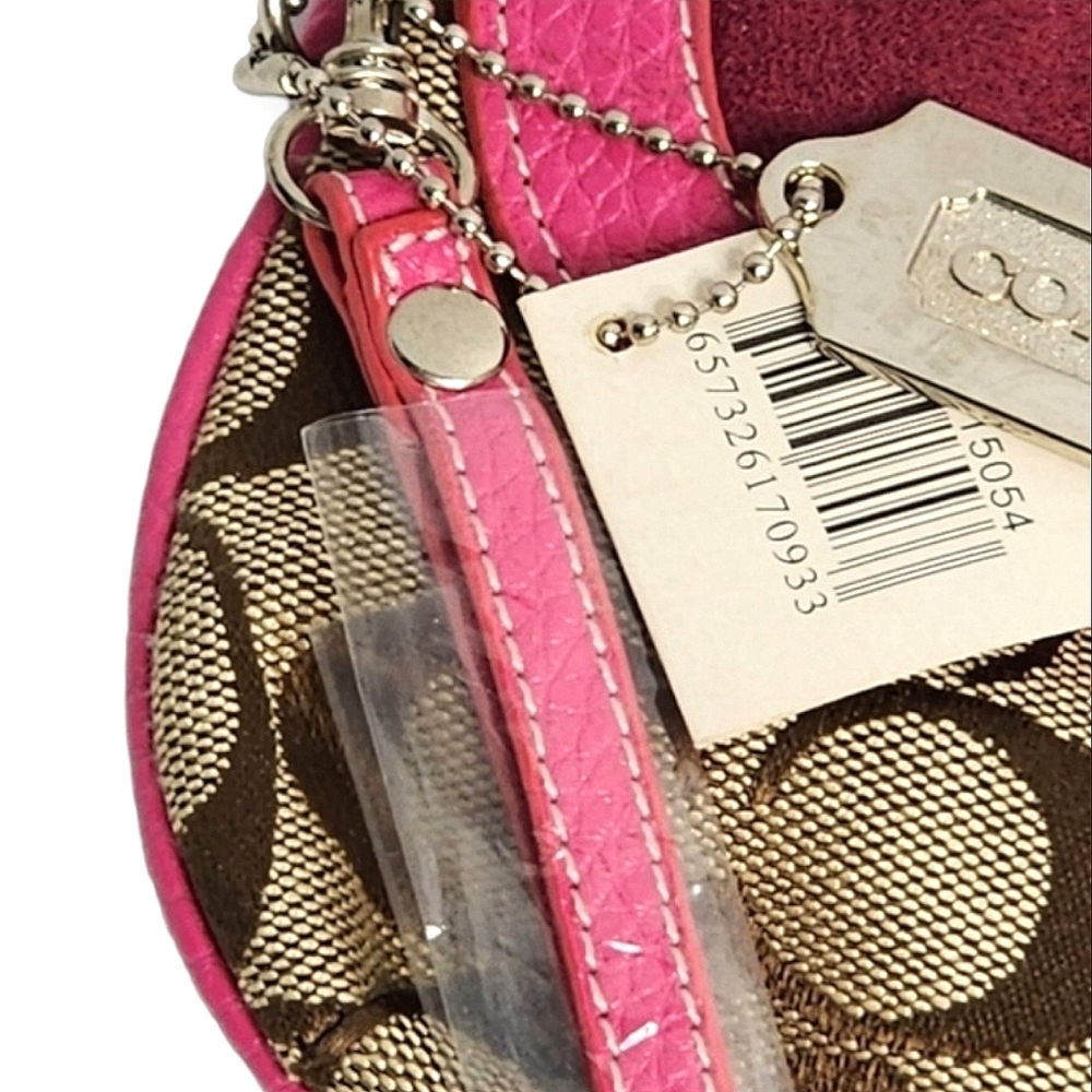 Coach crossbody mini bag signature monogram canvas and hot pink leather & suede - Picture 9 of 10